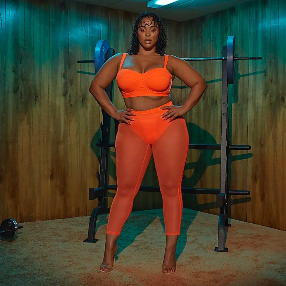 IVY PARK “FLEX PARK” Solar Orange Corset Bikini Top